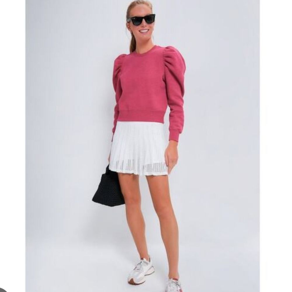 Tuckernuck Sport Heathered Pink Puff Sleeve Maisie Pullover Sweater Size XL Prep - Picture 6 of 6